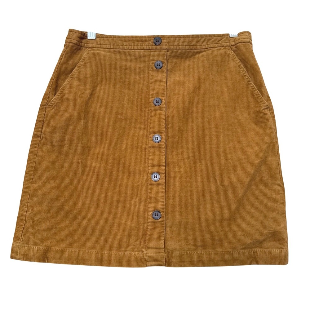 J.Crew Carmel Brown Corduroy Button Front Mini Skirt Size 6 Preppy Academia